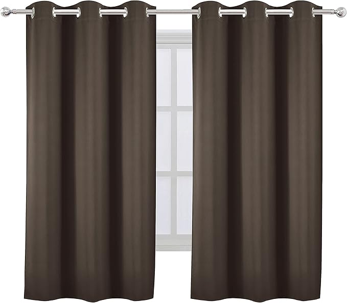 LEMOMO Chocolate Brown Blackout Curtains 40 x 63 Inch Length/Set of 2 Curtain - Image 2
