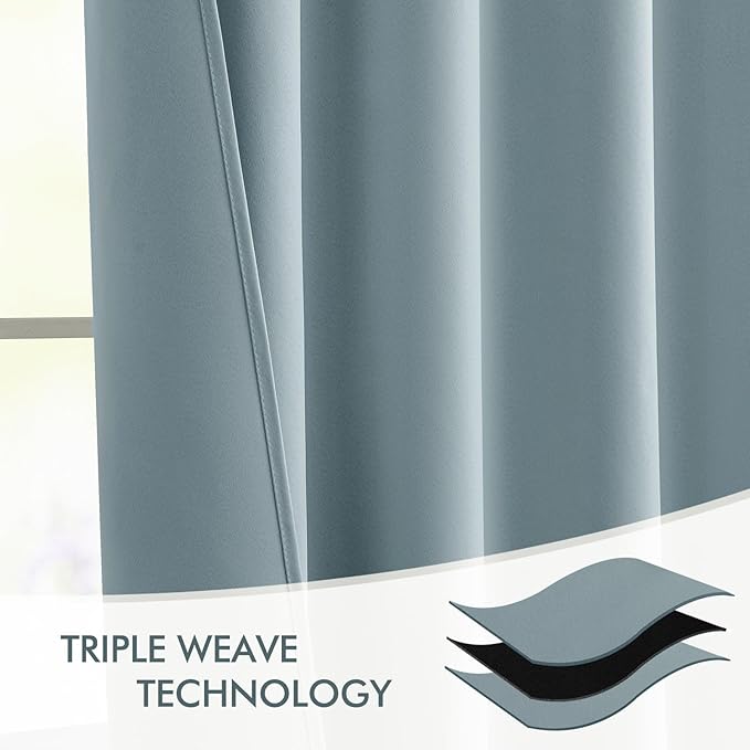 MIULEE Slate Blue Back Tab Blackout Curtains 84 Inch Length 2 Panels Set - Image 7