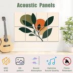 8 Pack Art Acoustic Panels Sound Absorbing Boho Botanical Leaf Orange Green - Image 3