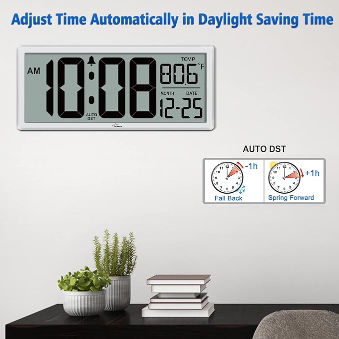 WallarGe 14.5'' Large Digital Wall Clock Battery Operated - Image 3