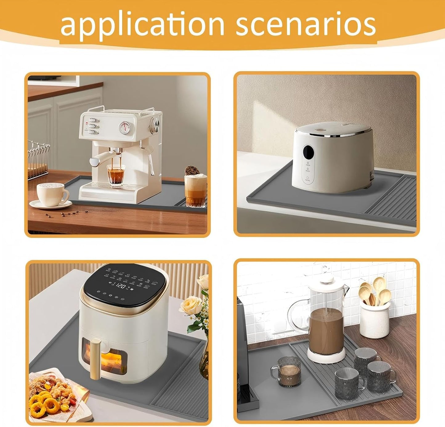 Silicone Coffee Pad, 24-inch x 16-inch Mat, with Removable Baking Tray, Fits Coffee Machines and Baking Sheets