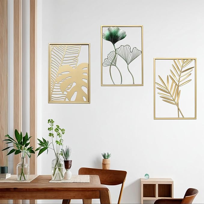 SwallowLiving Gold Wall Decor, 3 Pieces Metal Wall Art - Image 6