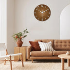 XFM Brown Wall Clock 12 Inch Modern Silent Wall Clocks Battery Operated Round - Image 2