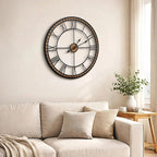 Micasso Large Farmhouse Wall Clock: 24 inch Modern Metal Black - Image 5