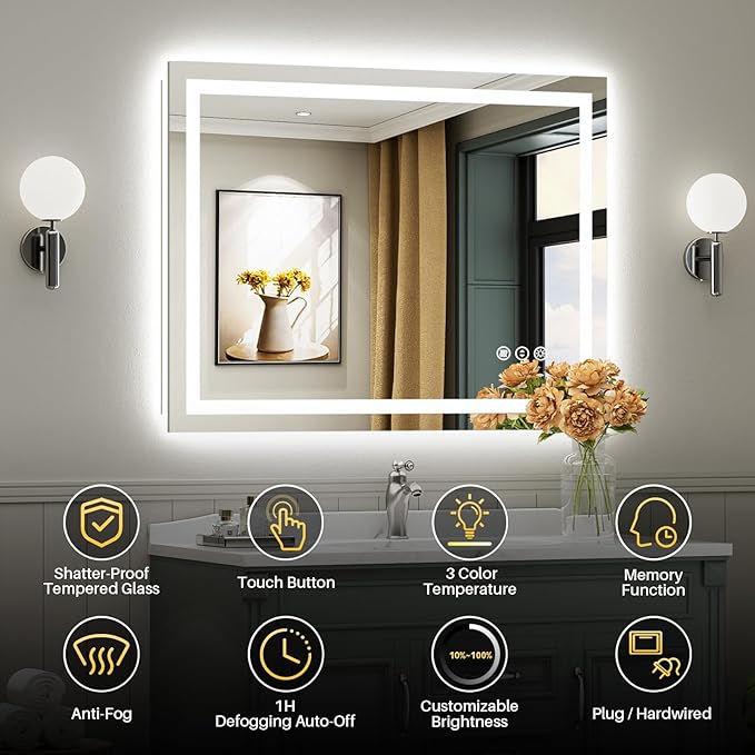 Briivue 48x30 Inch LED Bathroom Mirror - Image 2