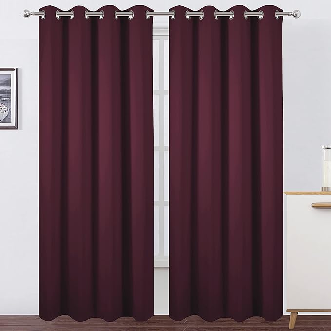 LEMOMO Burgundy Red Thermal Blackout Curtains/52 x 84 Inch/Set of 2 Panels Room by Lemomo