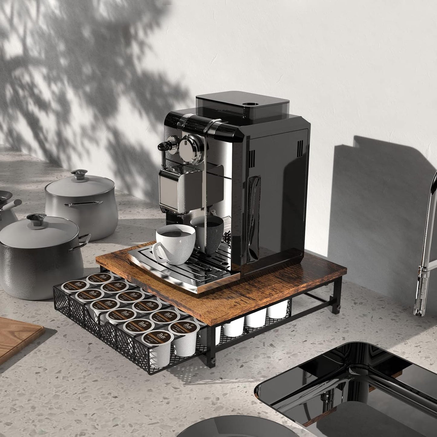 Coffee Pod Drawer for K Cups Drawer Organizer Coffee Pod Storage with Drawer Baskets Pod Storage Holder for Cafe Counter in Home Office Farmhouse 36 Capacity