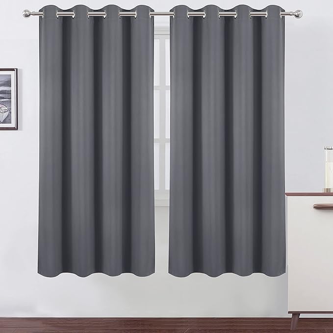 LEMOMO Grey Thermal Blackout Curtains/52 x 72 Inch/Set of 2 Panels Room by Lemomo