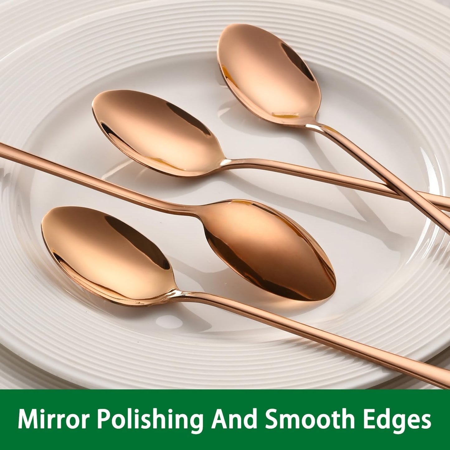 7.5 Inches Long Handle Coffee Stirring Spoons,Set Of 8 Rose Gold Iced Tea Spoon,Copper Stainless Steel Ice Cream Spoons,Sundae Spoon