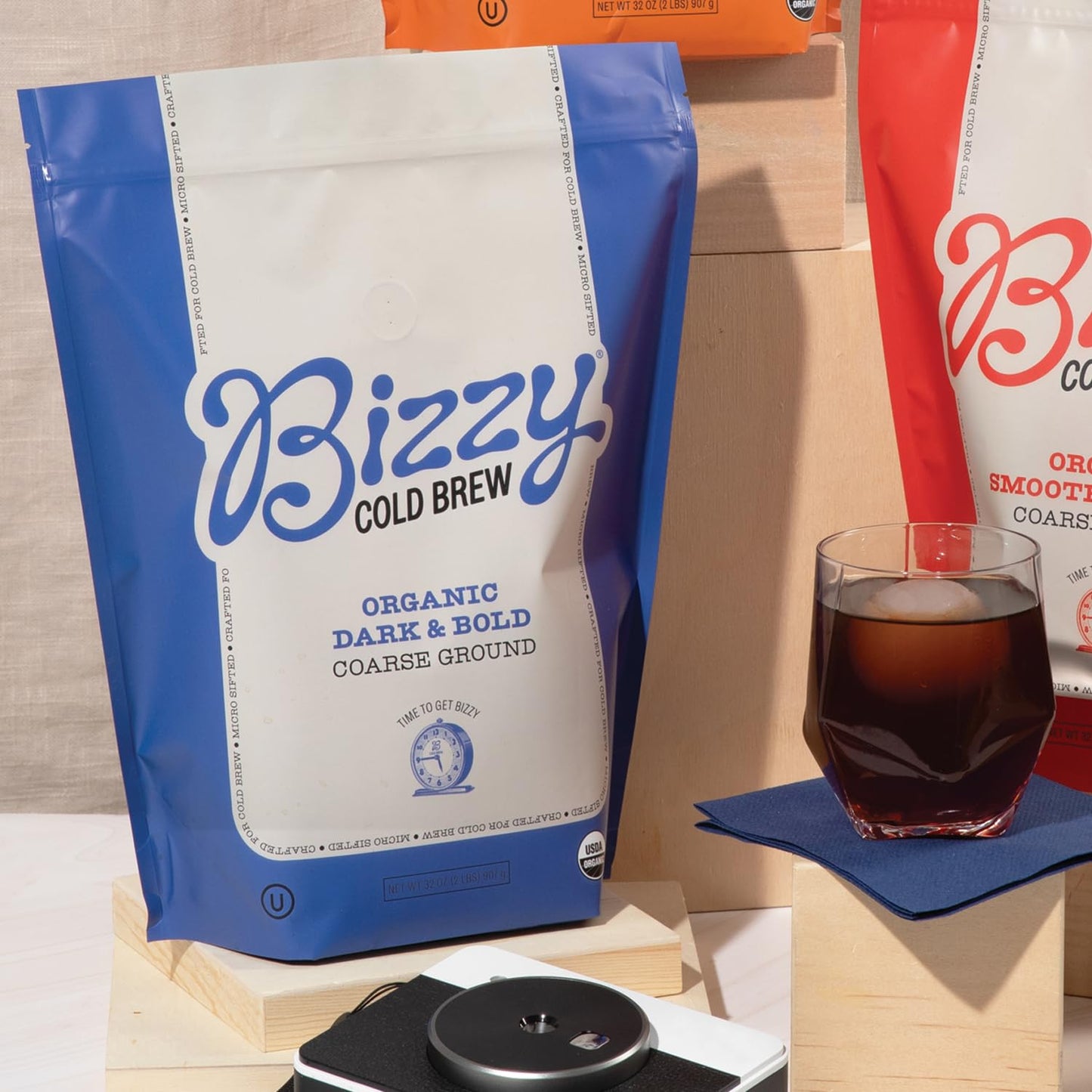 Bizzy Organic Cold Brew Coffee | Dark & Bold Blend | Coarse Ground Coffee | Dark Roast | Micro Sifted | Specialty Grade | 100% Arabica | 2 LB