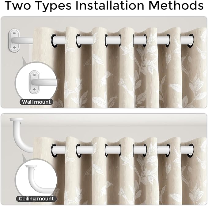 Curtain Rods 32-46 Inch, 1 Inch Adjustable Heavy Duty Room Darkening Window - Image 4