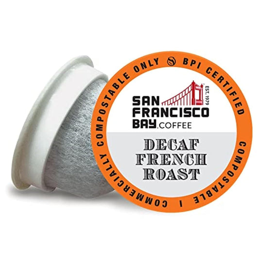 San Francisco Bay Compostable Coffee Pods - DECAF French Roast (120 Ct) K Cup Compatible including Keurig 2.0, Dark Roast, Swiss Water Processed