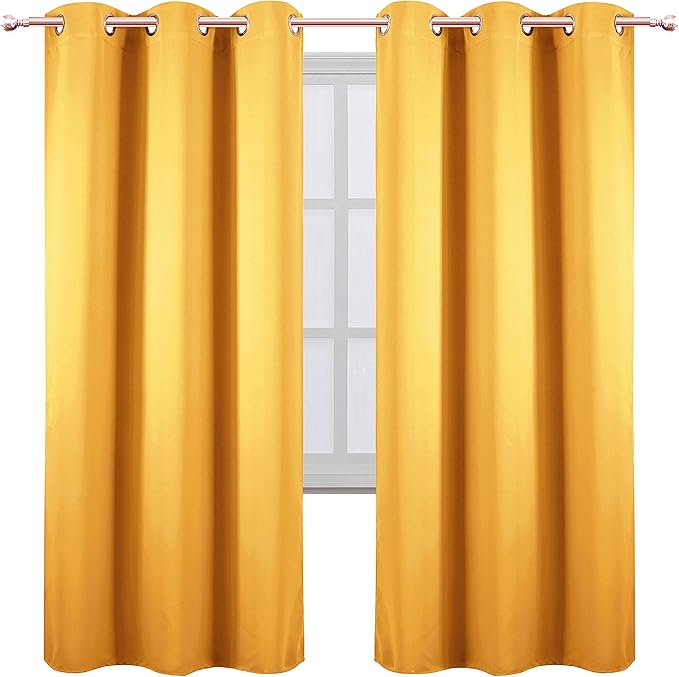 LEMOMO Yellow Thermal Blackout Curtains/42 x 72 Inch/Set of 2 Panels Room - Image 2