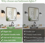 Indoi Set of 2 Wall Sconces for Bathroom, Matte Black Modern Vanity Lights - Image 2