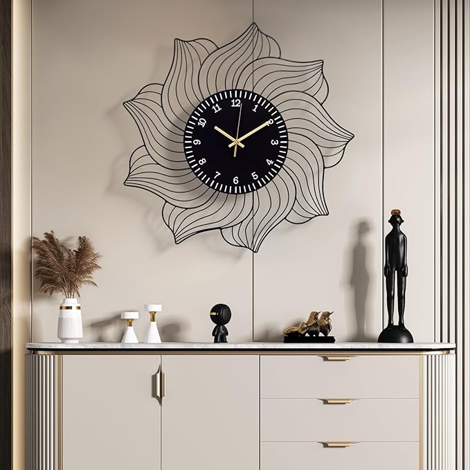 22 Inch Flower Wall Clock, Silent Non-Ticking Battery Operated Modern - Image 3