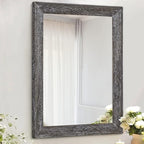AAZZKANG Wall Mirror with Rectangle Wood Frame Rustic Decorative Hanging Mirrors by AAZZKANG