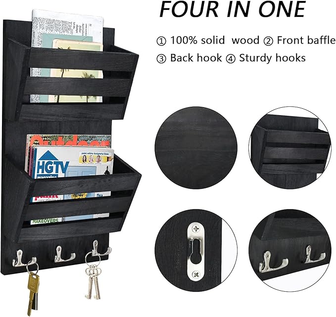 Unistyle Rustic Mail Organizer Wall Mount - Image 2
