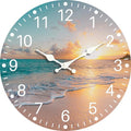 Sea Beach Blue Sky Sand 16 Inch Wooden Large Wall Clock by EZXZZ