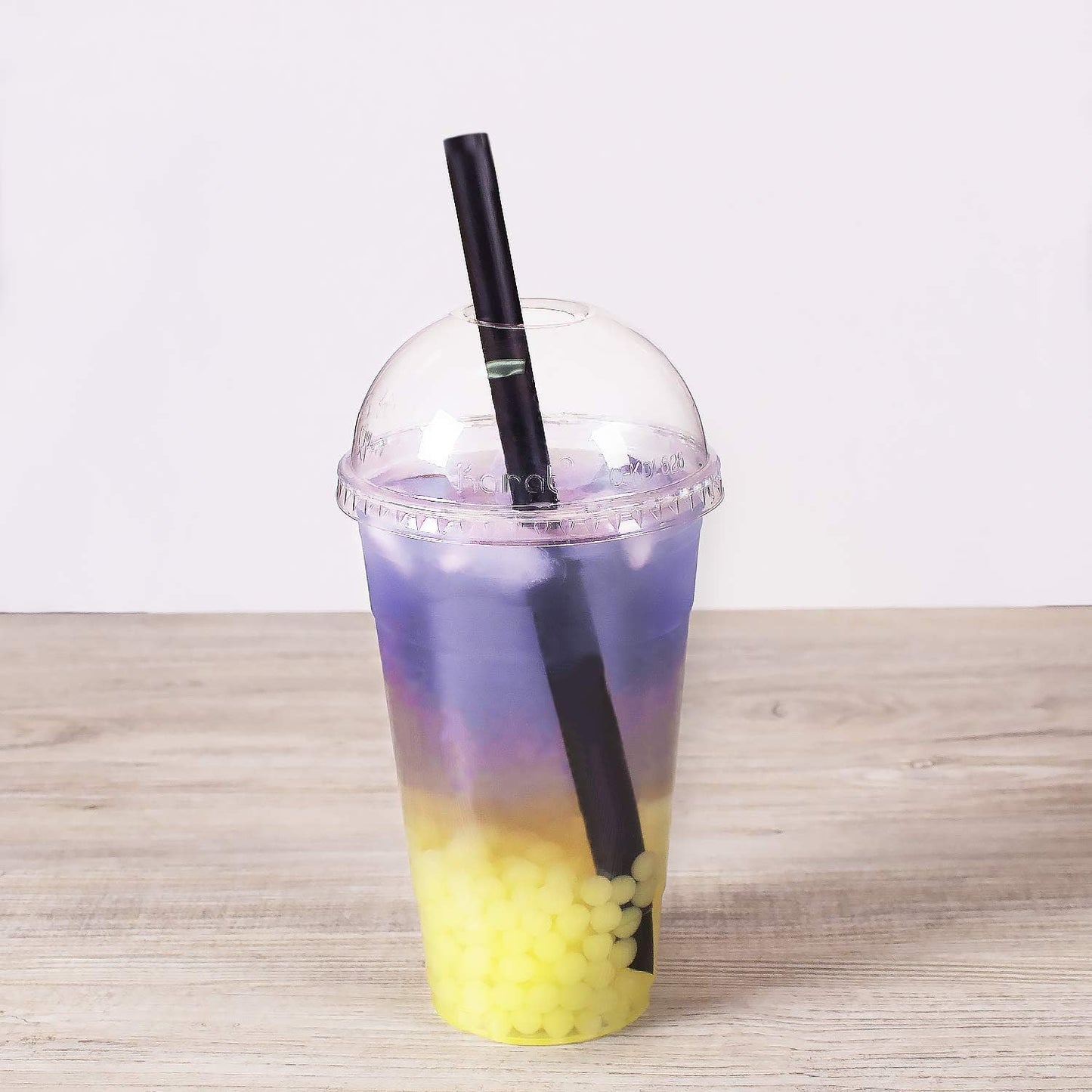 Karat [1,600 ct] 9" Boba Straws (0.39" Diameter), Individually Wrapped, Diagonal Cut | Black
