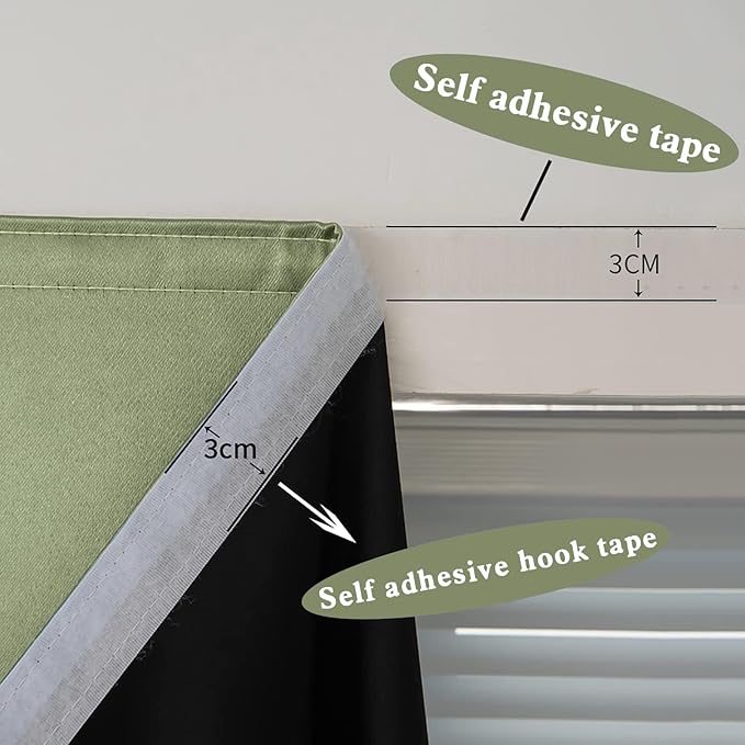 AJAZZ 100% Window Blinds Blackout Portable Blackout Curtains Adhesive Curtains - Image 6