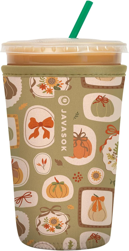 Sok It JavaSok Iced Coffee & Cold Soda Insulated Neoprene Cup Sleeve (The Pumpkin Gallery, Medium: 22-28oz)