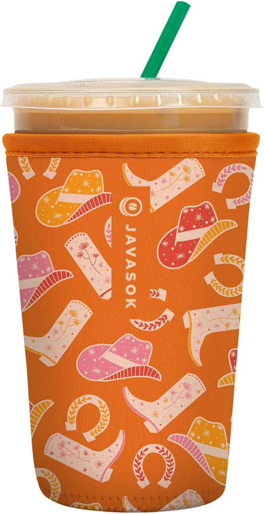 Sok It JavaSok Iced Coffee & Cold Soda Insulated Neoprene Cup Sleeve (Cowgirl Couture, Medium: 22-28oz)