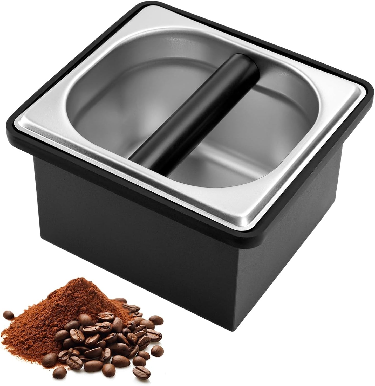 Espresso Knock Box, Stainless Steel Coffee Knock Box Large Capacity Coffee Pucks Container Espresso Machine Tool for Coffee Ground (Small)