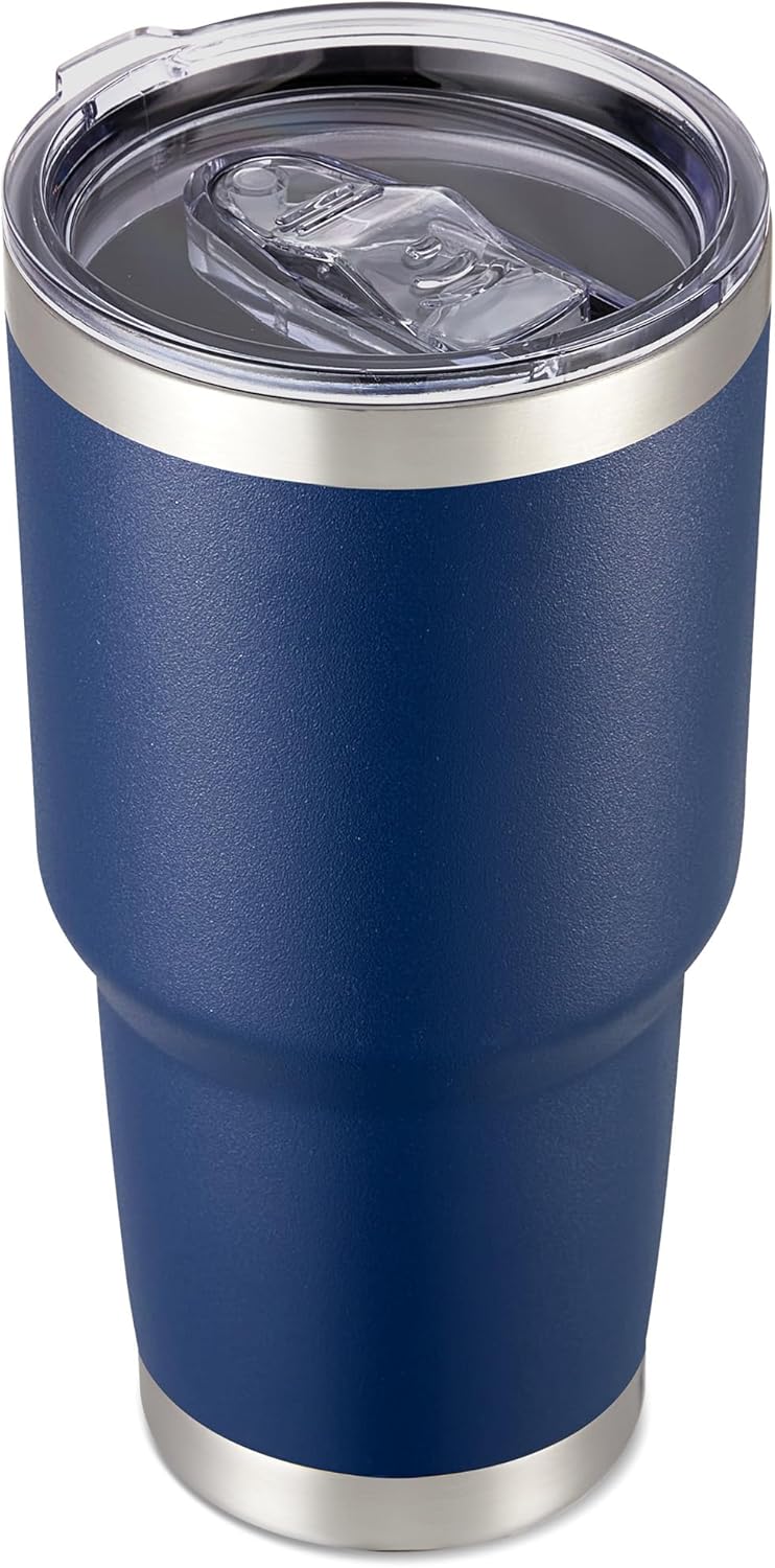 30 oz Tumbler with Lid Stainless Steel Tumblers Vacuum Insulated Cup Reusable Powder Coated Travel Mug Double Wall Leak Proof Portable Cups Keep Cold Drinks for 12 Hours, Navy, 1 Pack
