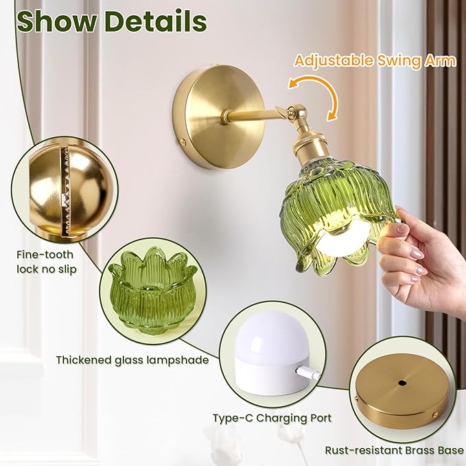 Vintage Battery Operated Wall Sconces - 5000mAh Rechargeable Dimmable Wireless - Image 5