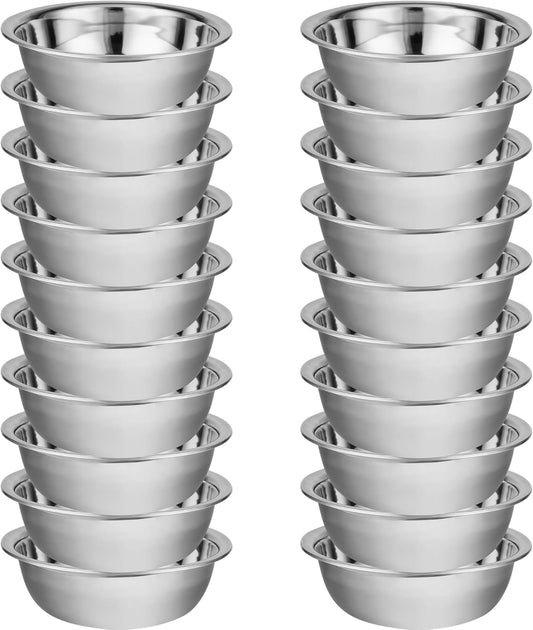 20 Pcs 11.8 x 3.7 Inch Stainless Steel Mixing Bowls for Bulk Food Prep with Nesting Design for Hotel Restaurant and Home Kitchen Cooking in Silver