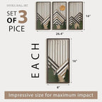 VIYYIEA Boho Solid Wood Carved Wall Art Set of 3, Geometric Minimalist Wooden - Image 2