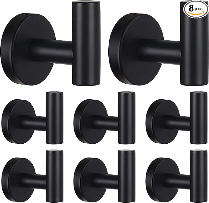 Bathroom Robe Towel Hooks Coat Matte Black Wall Hook Stainless Steel Heavy Duty by Homagic