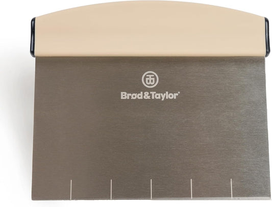 Brod & Taylor Bench Knife with 1" Markings and Non-Slip Rubber Handle, Dough Cutter for Home-Kitchen Baking (6" x 5.25" Surface), 100% Dishwasher Safe