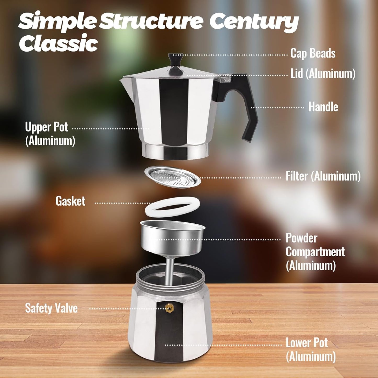 9 Cup Aluminum Moka Pot Classic Stovetop Espresso Coffee Maker 450ml 15oz Coffeemaker Percolator Mocha Pot Greca Coffee Maker Cafe Makers for Italian and Cuban Café Brewing Silver