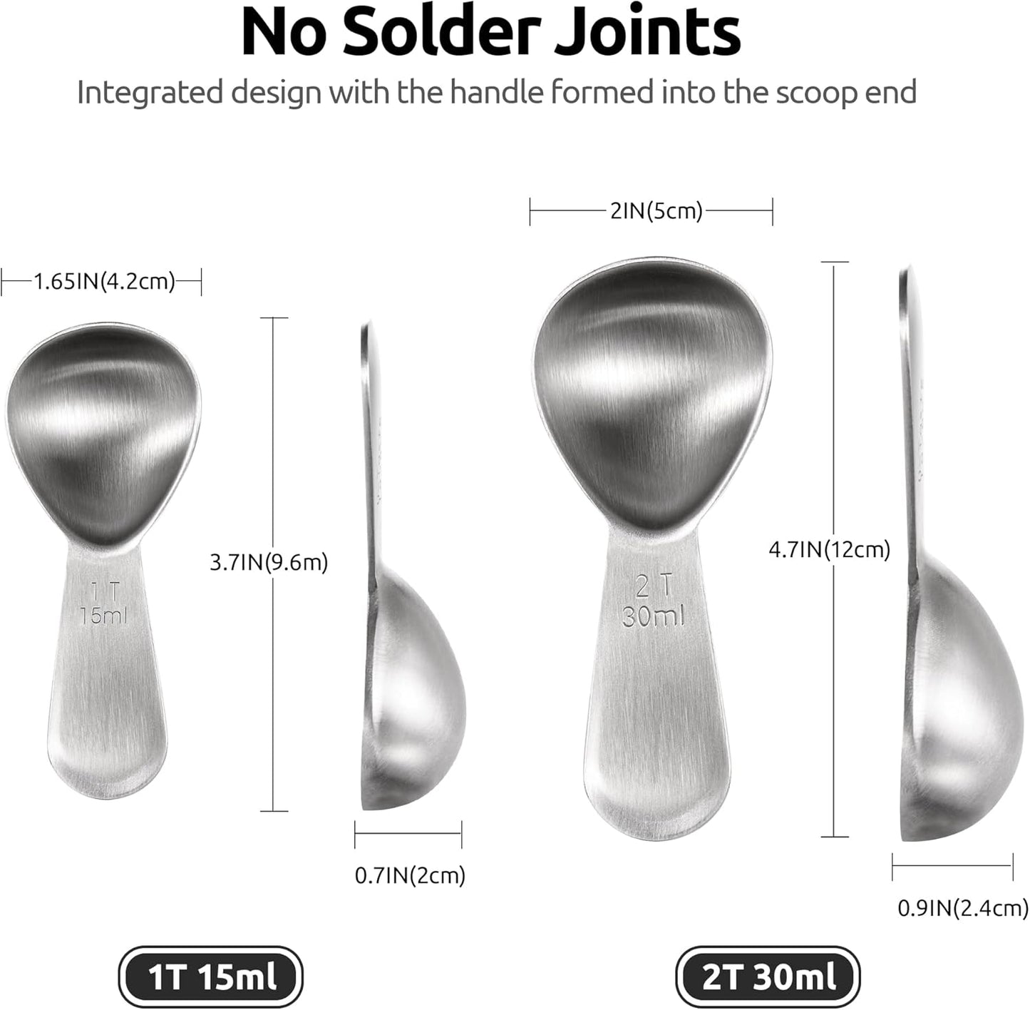 Coffee Scoop: U-Taste 18/8 Stainless Steel Measuring Coffee Scoop 1 tablespoon & 2 tablespoon, Short Handled Measure Scooper for Ground Coffee, Bean in Canister (Silver, 1Tbsp&2Tbsp / 15ml&30ml)