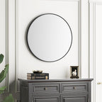 Itrue 30 Inch Round Wall Mirror, Brushed Black Metal Frame Circle Bathroom - Image 5