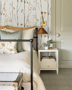 Timeet Peel and Stick Wallpaper White and Orange Floral Wallpaper Boho Leaf - Image 8