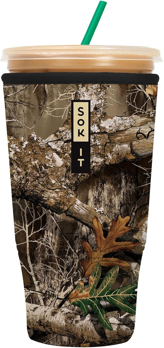 Sok It JavaSok Iced Coffee & Cold Soda Insulated Neoprene Cup Sleeve (RealTree Edge Camouflage, XXLarge: 44-48oz)