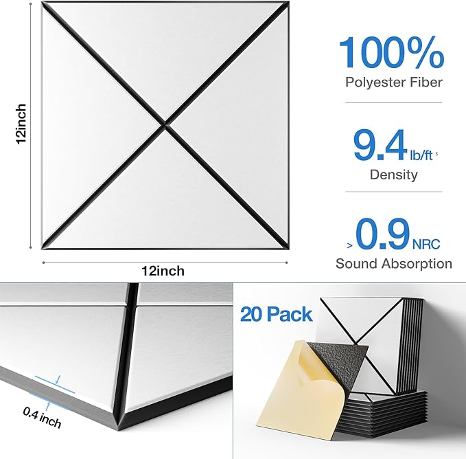 Sonicism 20 Pack X-Lined Acoustic Panels - Image 5