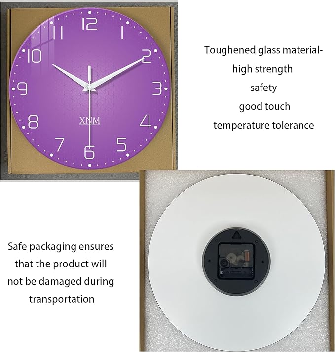 XNM Purple Wall Clock for Girls Bedroom 24 Inch Minimalist Large Wall Clocks - Image 6