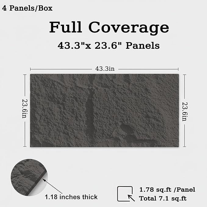 3D Faux Stone Wall Panels, 1.18" wall Panels - Image 2