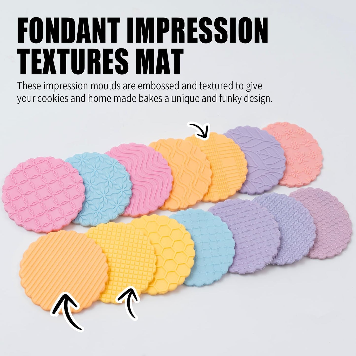 KALAIEN 3 Pack Cookie Embosser Set, Fondant Impression Mats Acrylic Embosser for Fondant Stamps, Texture Sheets for Polymer Clay, Chocolate, Cupcake Topper, Fondant Molds-Style 2