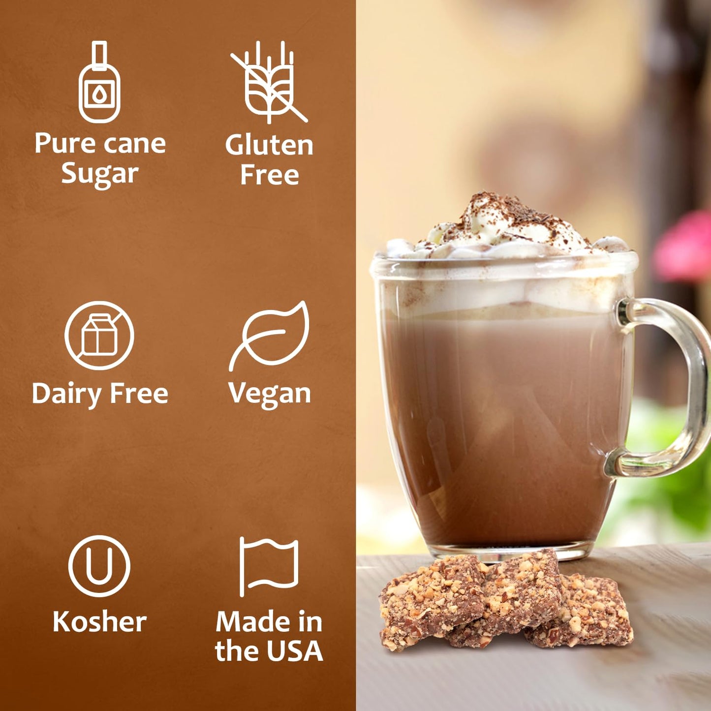 Syruvia English Toffee Coffee Syrup - 25.4 fl oz. Kosher and Gluten-Free. Perfect for enhancing drinks, sodas, shakes, desserts, and more.