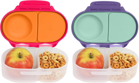 b.box Snack Box (2-pack) Reusable Snack Containers with Lids – Bento Box for Kids & Toddlers, Leakproof Lunch Box, BPA-Free and Dishwasher Safe Snack Container (S'shake + Lilac Pop, 1 3/4 Cup)