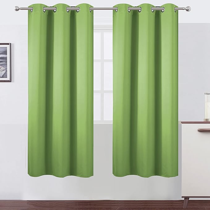 LEMOMO Light Green Thermal Blackout Curtains/42 x 72 Inch/Set of 2 Panels Room by Lemomo