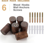 bsdonte Wood Wall Hooks 6 Pack, Natural Wooden Coat Hooks Wall Mounted - Image 6