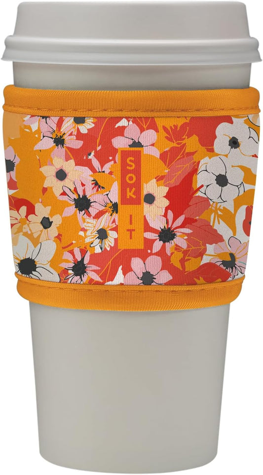 Sok It HotSok Coffee & Tea Reusable Insulated Neoprene Cup Sleeve (Sunkissed Garden)
