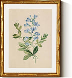 InSimSea Gold Bamboo Framed Canvas Wall Art, Vintage Rosa Chiba Flower by InSimSeaArt