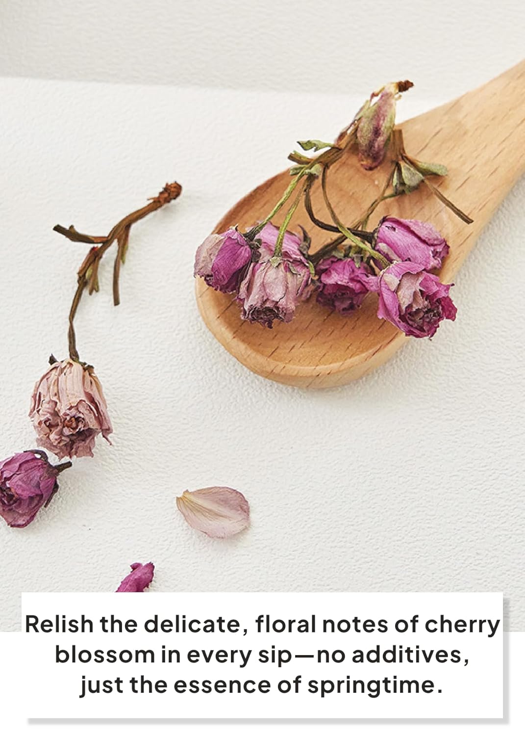 Korean Food, KKOKDAM Original Cherry Blossom Flower Tea, Decaf Floral Blend, Fully Natural Flowers, No Caffeine, Sugar Free, Zero Calories, Made in Korea, 10g