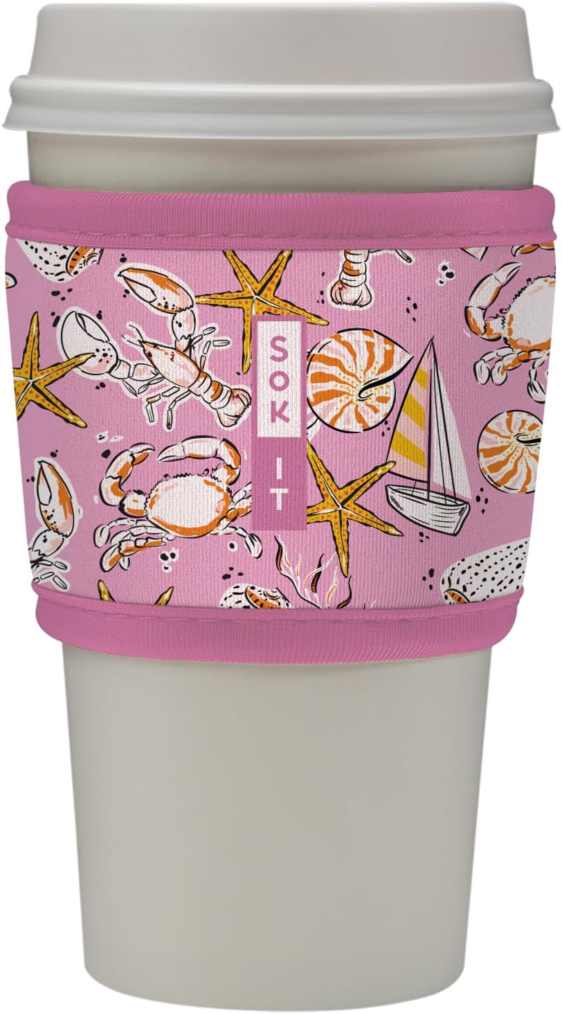 Sok It HotSok Coffee & Tea Reusable Insulated Neoprene Cup Sleeve (Tidal Treasures)